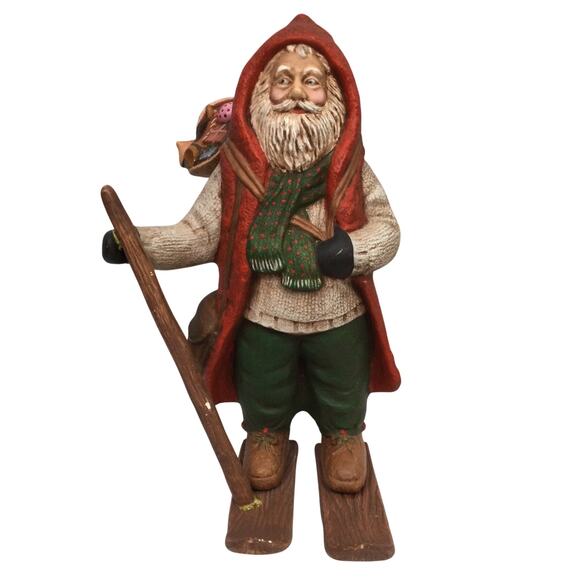 Norwegian Vintage Kimple Santa on Skis Ceramic Hand Painted Collectible Santa - Picture 1 of 16